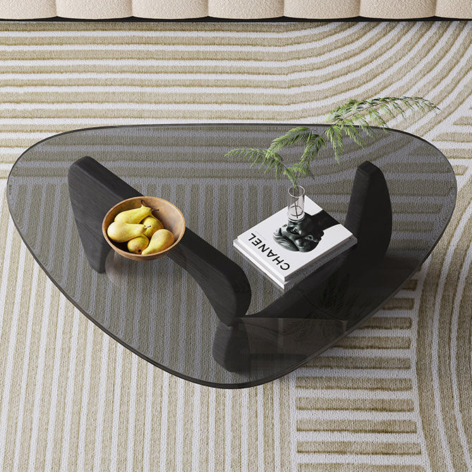 Nordic Tempered Glass Wood Triangular Coffee Table