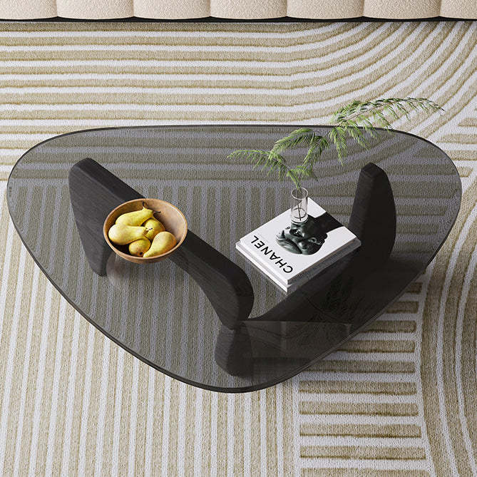 Wood nordic tempered triangular coffee tables
