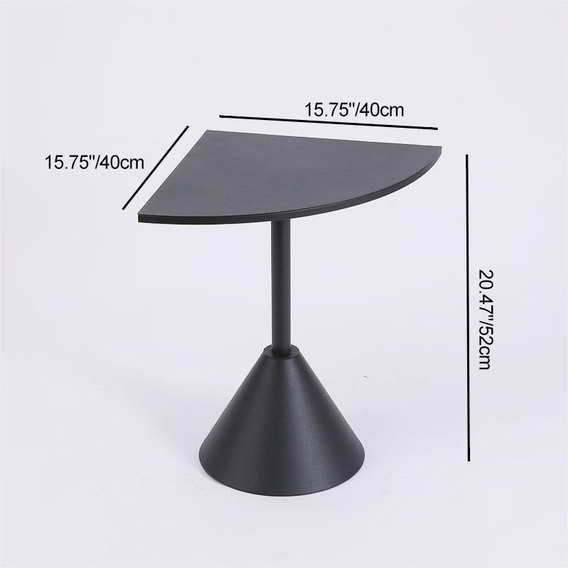 Minimalist Steel Triangular Fan-Shaped End Table — White