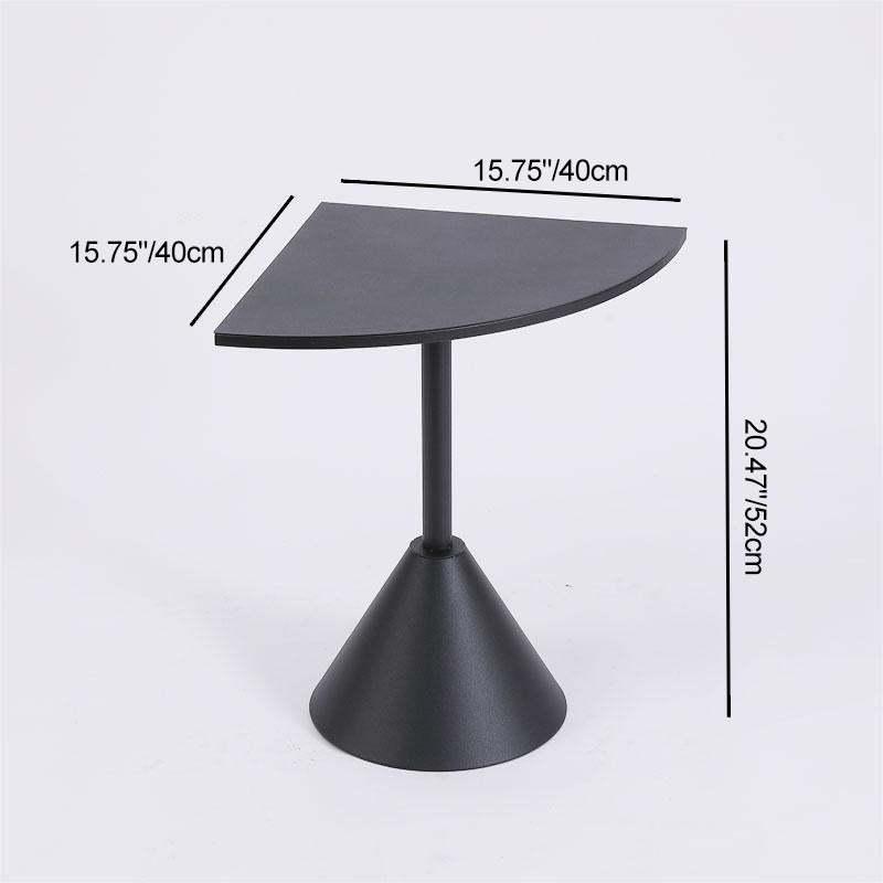Minimalist Steel Triangular Fan-Shaped End Table — White