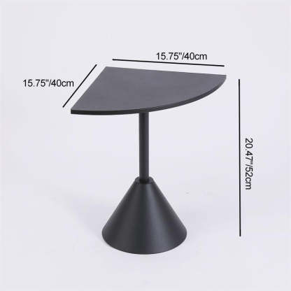 Minimalist Steel Triangular Fan-Shaped End Table — White