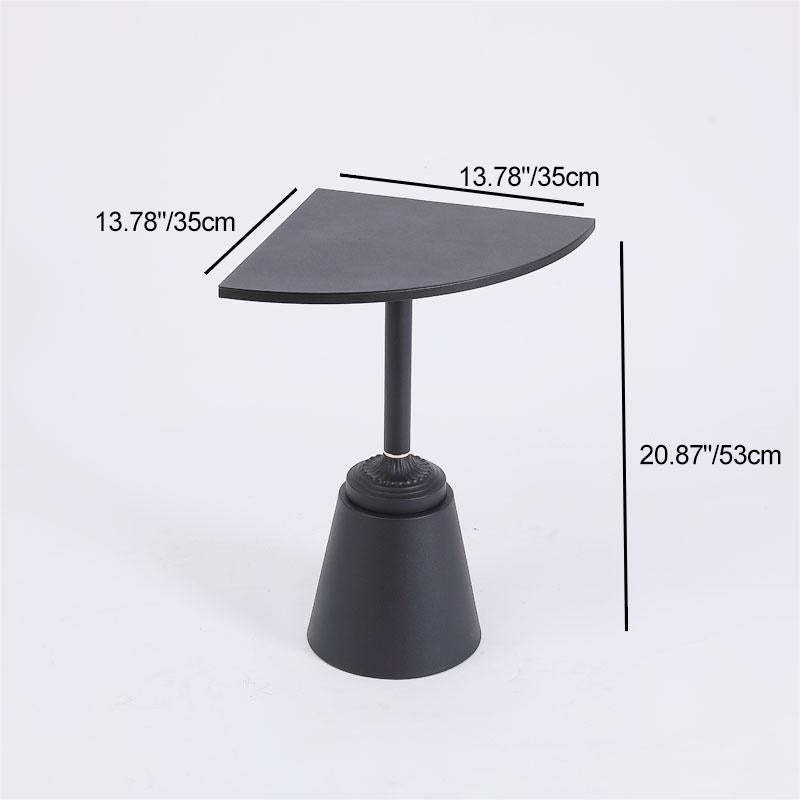 Minimalist Steel Triangular Fan-Shaped End Table — Black