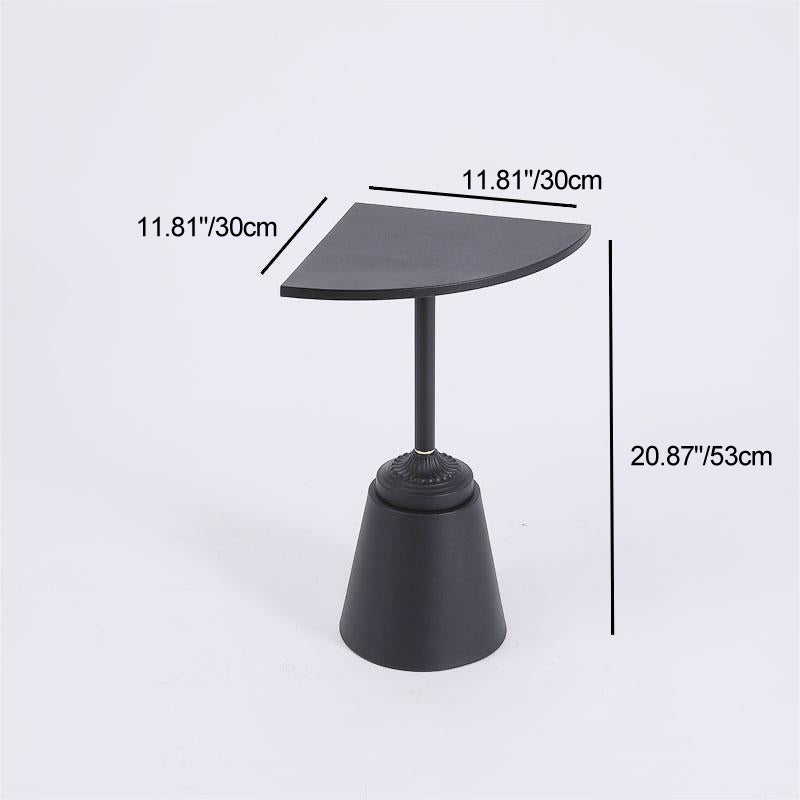 Minimalist Steel Triangular Fan-Shaped End Table — White