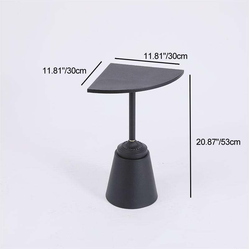 Minimalist Steel Triangular Fan-Shaped End Table — White