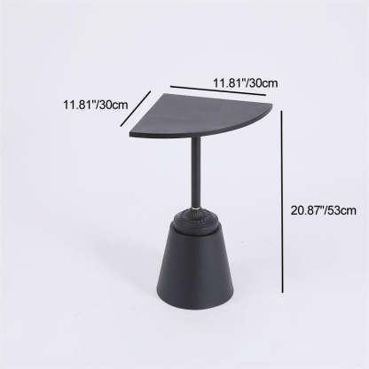 Minimalist Steel Triangular Fan-Shaped End Table — White