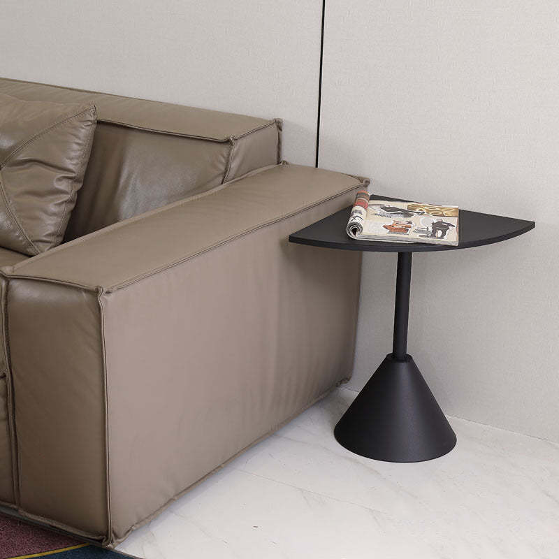 Minimalist Steel Triangular Fan-Shaped End Table — Black