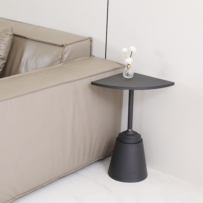 Minimalist Steel Triangular Fan-Shaped End Table — White