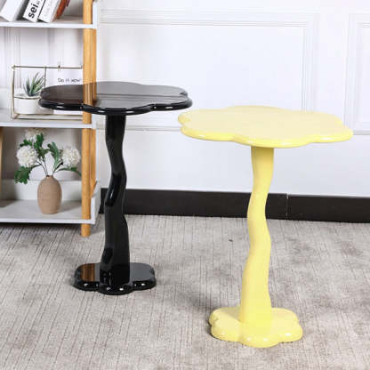 Minimalist Steel Flower-Shaped Coffee Table — Black