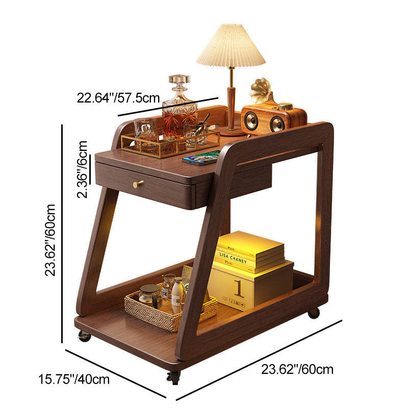 Minimalist Solid Wood 2-Tier Side Table