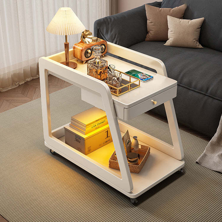 Minimalist Solid Wood 2-Tier Side Table — Walnut
