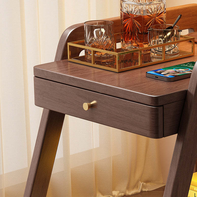 Minimalist Solid Wood 2-Tier Side Table