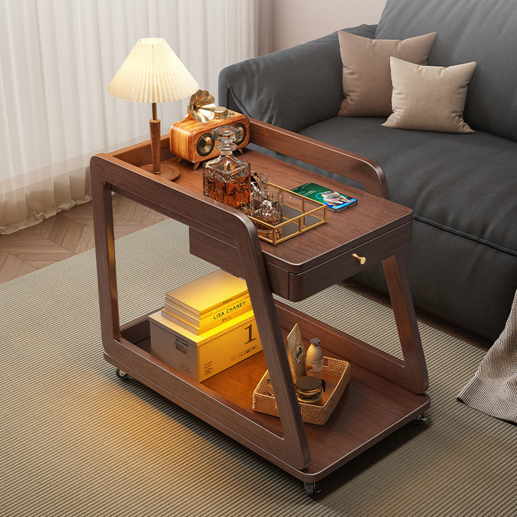 Minimalist Solid Wood 2-Tier Side Table