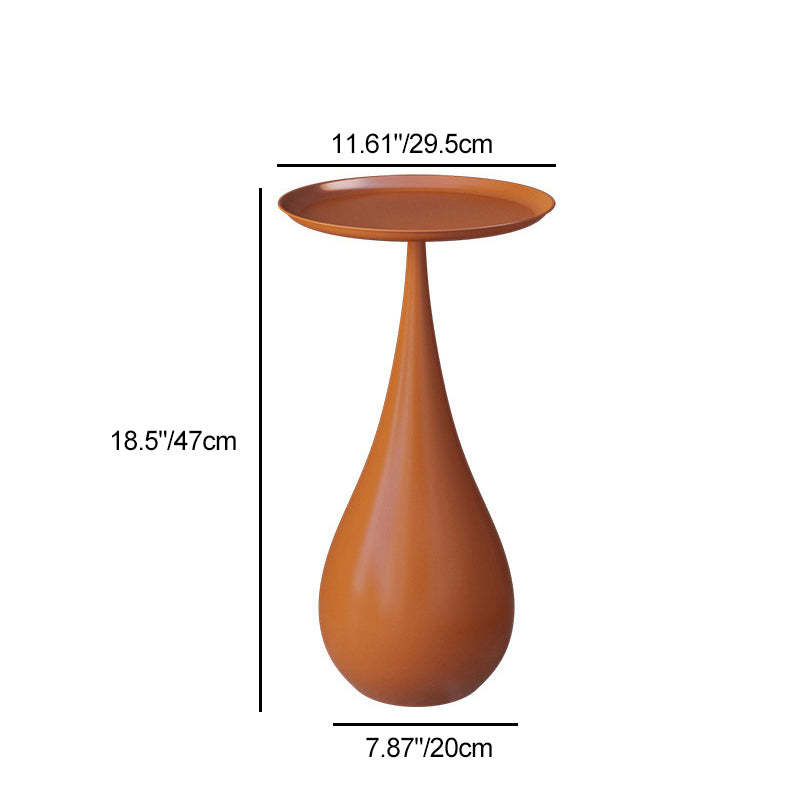 Modern Carbon Steel Waterdrop-Base Round Tray End Table