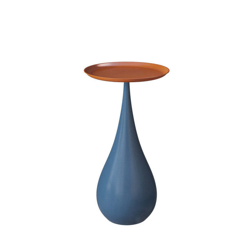 Modern Carbon Steel Waterdrop-Base Round Tray End Table