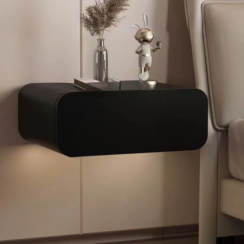 Minimalist Solid Wood 1-Drawer Nightstand — Khaki