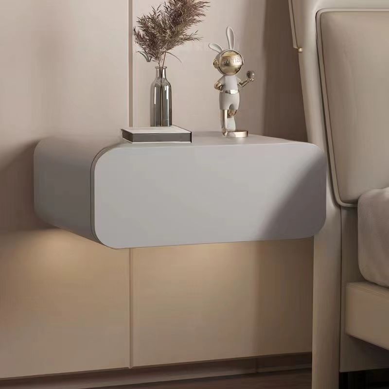Minimalist Solid Wood 1-Drawer Nightstand — Gray