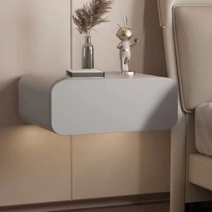 Minimalist Solid Wood 1-Drawer Nightstand — Gray