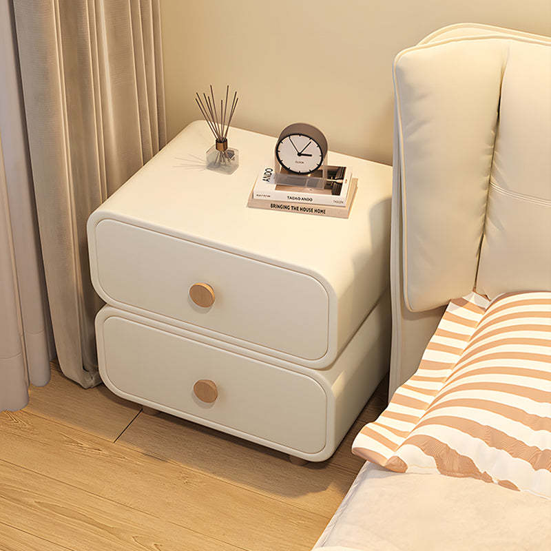 Minimalist Faux Leather Nightstand 2-Drawer