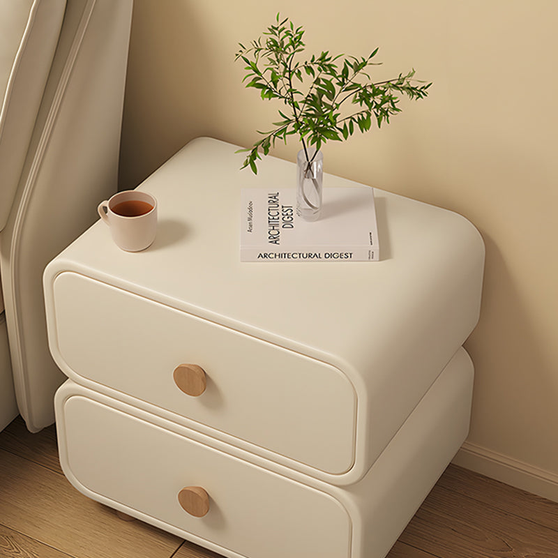 Minimalist Faux Leather Nightstand 2-Drawer