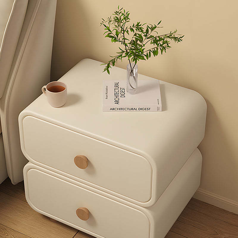 Minimalist Faux Leather Nightstand 2-Drawer