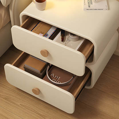 Minimalist Faux Leather Nightstand 2-Drawer