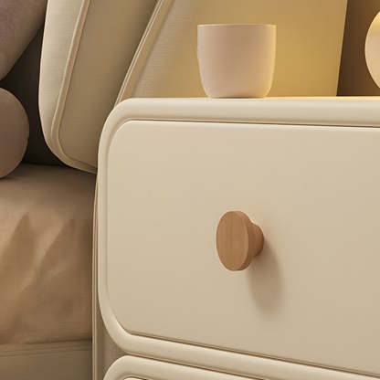 Minimalist Faux Leather Nightstand 2-Drawer
