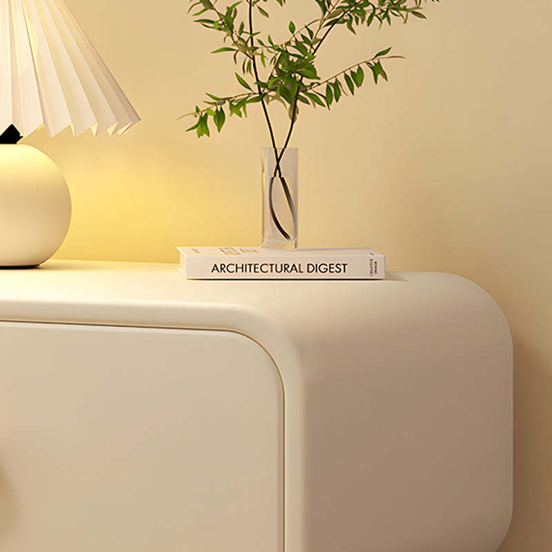 Minimalist Faux Leather Nightstand 2-Drawer — Khaki