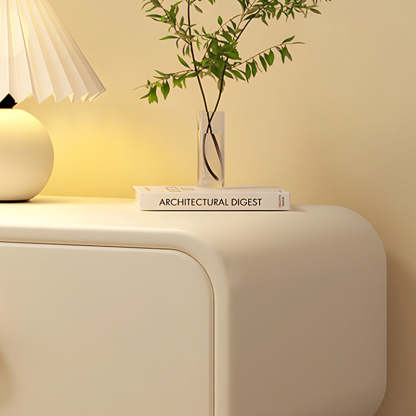 Minimalist Faux Leather Nightstand 2-Drawer — Khaki
