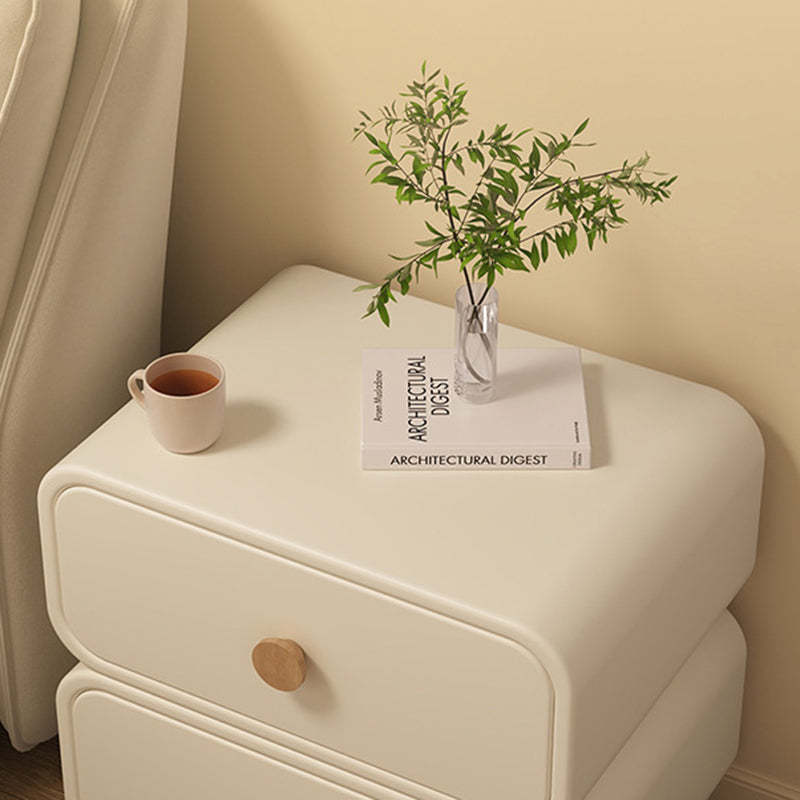 Minimalist Faux Leather Nightstand 2-Drawer