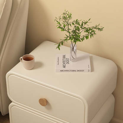 Minimalist Faux Leather Nightstand 2-Drawer