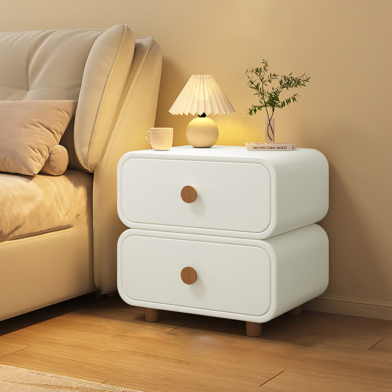 Minimalist Faux Leather Nightstand 2-Drawer