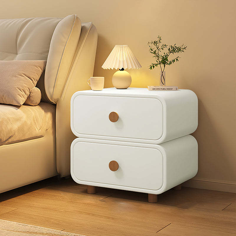 White minimalist 2-drawer faux nightstands