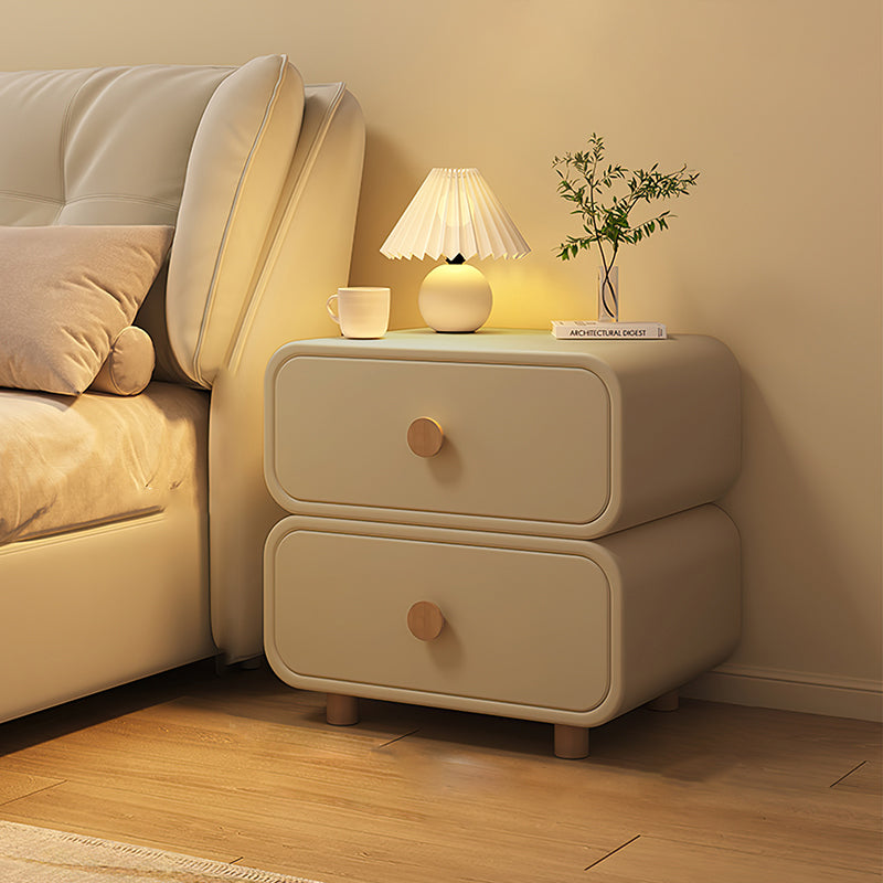 Minimalist Faux Leather Nightstand 2-Drawer