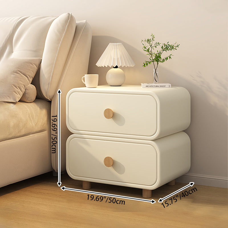 Minimalist Faux Leather Nightstand 2-Drawer — Dark Gray