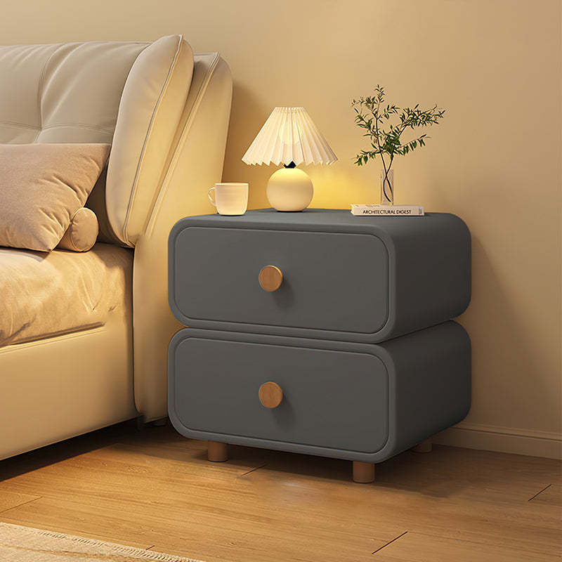 Minimalist Faux Leather Nightstand 2-Drawer