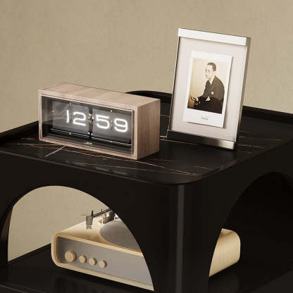Mid-Century Sintered Stone 1-Drawer 2-Tier Table