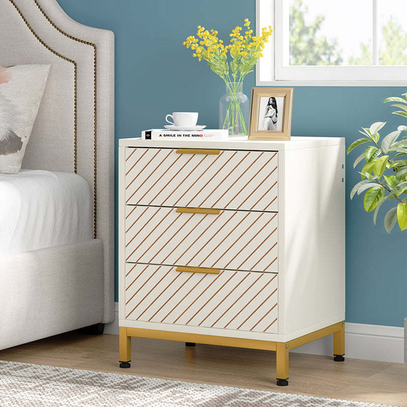 Lighom minimalist 3-drawer white nightstands in wood