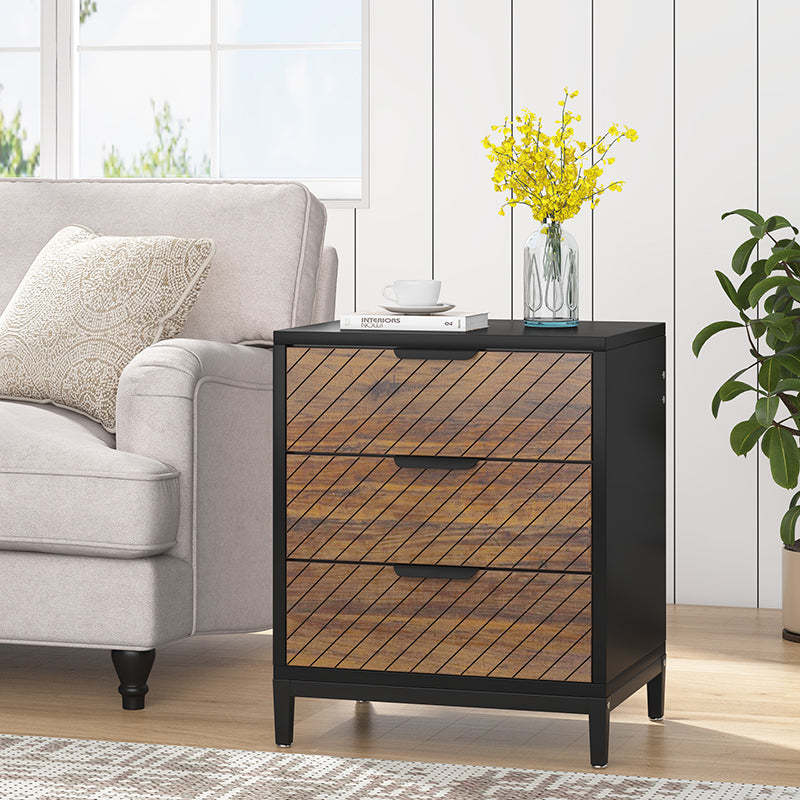 Black minimalist 3-drawer nightstands