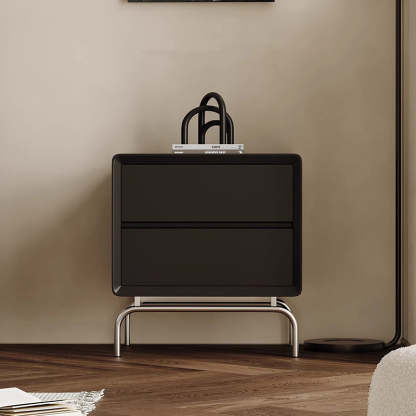 Modern Pine Nightstand 2-Drawer — Black