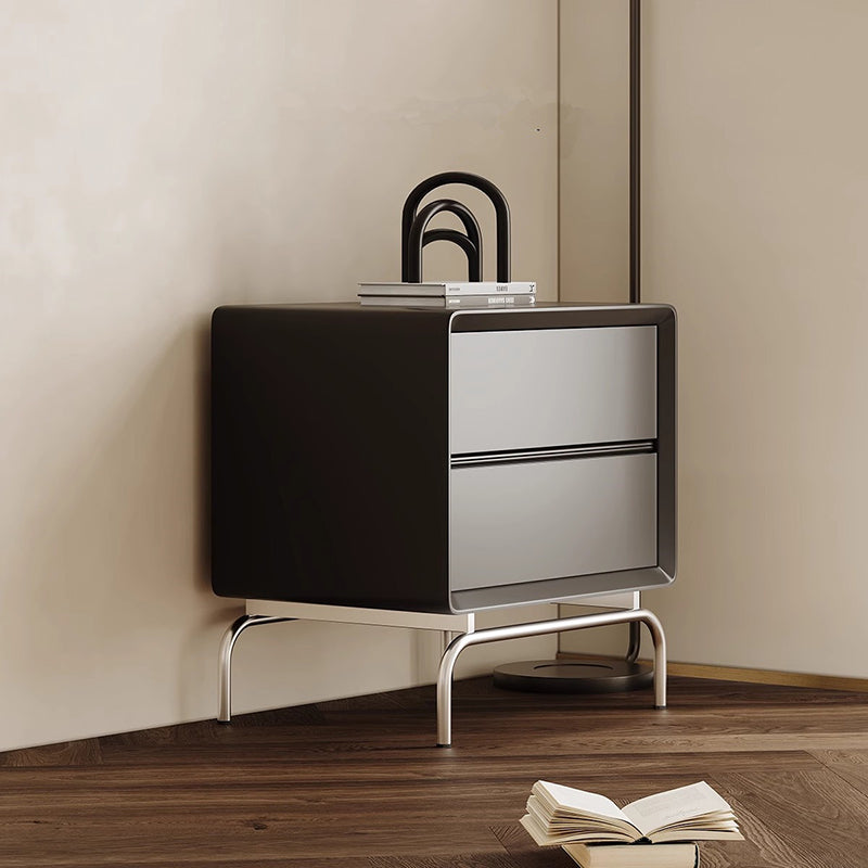 Luxury 2-drawer pine nightstands in metal steel wood