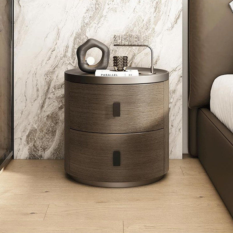 Minimalist Wood Cylindrical Nightstand 2-Drawer