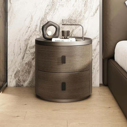 Minimalist Wood Cylindrical Nightstand 2-Drawer