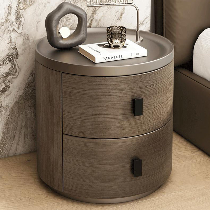 Minimalist Wood Cylindrical Nightstand 2-Drawer