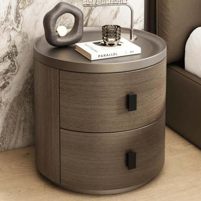 Minimalist Wood Cylindrical Nightstand 2-Drawer