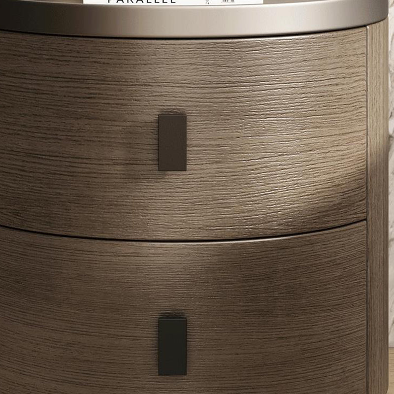 Minimalist Wood Cylindrical Nightstand 2-Drawer
