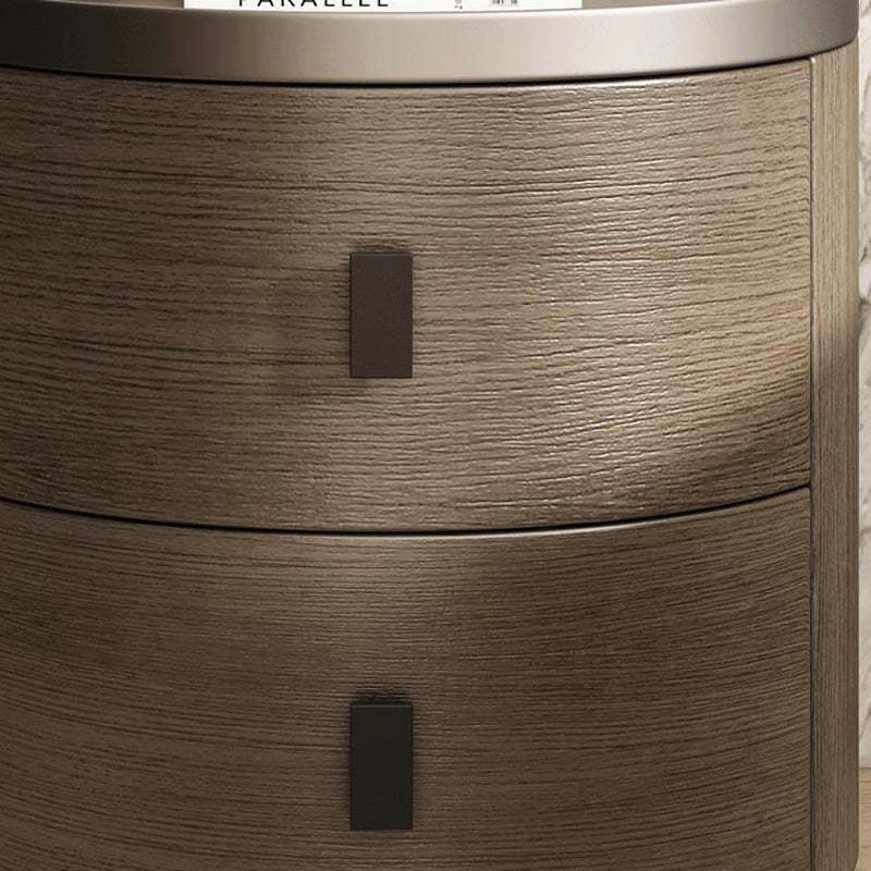 Minimalist Wood Cylindrical Nightstand 2-Drawer