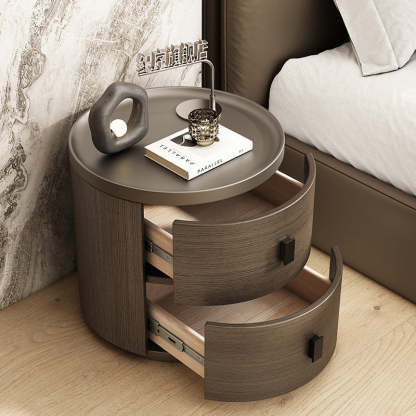 Minimalist Wood Cylindrical Nightstand 2-Drawer