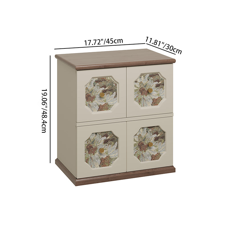 French Solid Wood Floral 2-Storage Rectangular Nightstand
