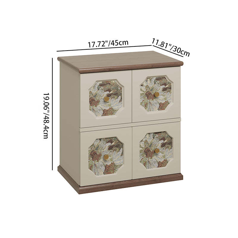 French Solid Wood Floral 2-Storage Rectangular Nightstand