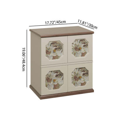 French Solid Wood Floral 2-Storage Rectangular Nightstand
